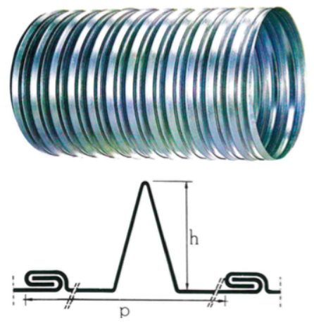 Спиральная труба с широким рифлением вентиляции или дымохода